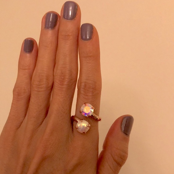 Aurora Borealis + Vintage White Swarovski Crystal Ring - Picture 7 of 14